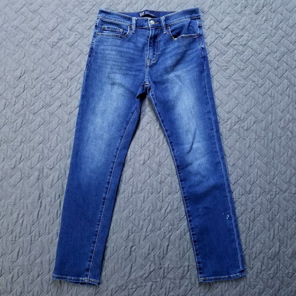 Gap Denim Jeans Mens 30x30 Blue Slim Soft Wear Etroit Super Doux Dark Wash Denim